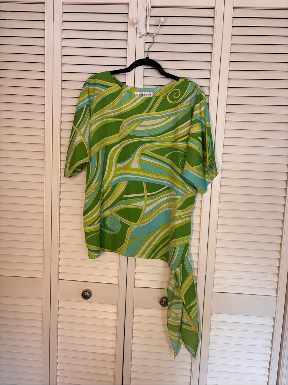 Green Abstract Asymmetric Tunic Top - Brownstone Studio New York